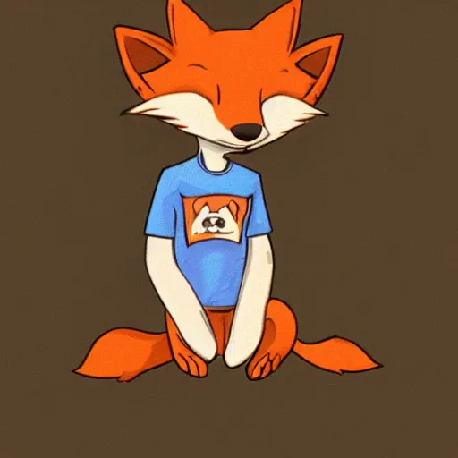 Image similar to an anthropomorphic fox wearing a t-shirt and jeans sitting on a couch, DeviantArt, Artstation, furry, furry, furry, furry, furry, anthro, anthropomorphic, furaffinity, cartoon, disney