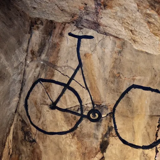 Image similar to a cave painting of a bicycle