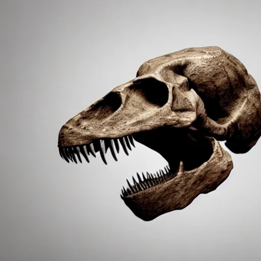 Image similar to T-rex skull, 3d render, white background, 8k, high resolution