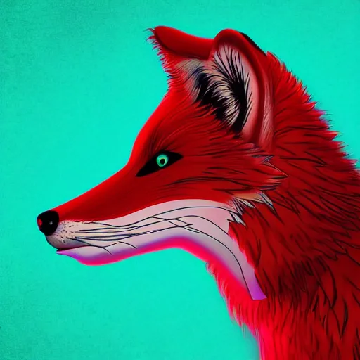 Prompt: digital fox that's red, retrowave palette, digital world, highly detailed, electric breeze, anatomically correct vulpine, synth feel, fluffy face, ear floof, flowing fur, super realism, accurate animal imagery, 4 k digital art