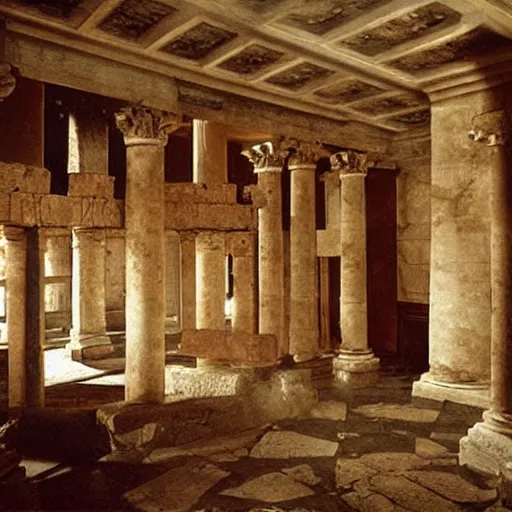 Prompt: Beautiful Promotional Photograph of the inside of an ancient Roman McDonalds, wideshot,longshot,fullshot.