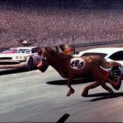 Prompt: teddy roosevelt winning the daytona 5 0 0, pixar, movie still,