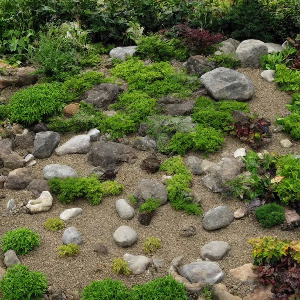 Prompt: a naturalist zen garden