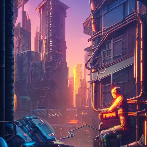 Image similar to ninja cyborgs portrait in cybercity, golden hour, poster by michael whelan and gilbert williams and evgeny lushpin and artgerm and alena aenami, highly detailed