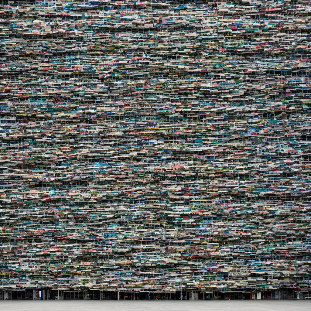 Image similar to a large building facade covered by lots of different makeshift doors, photographed by andreas gursky, sony a 7 r 3, f 1 1, fully frontal view, ultra detailed,