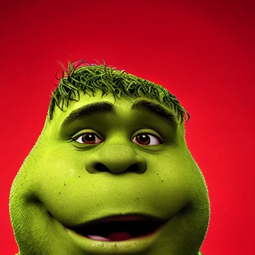 Prompt: shrek if he were a millennial, headshot photography