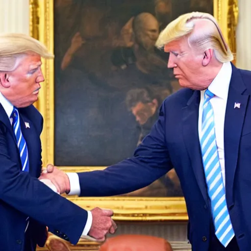 Image similar to Joe Biden and Donald Trump friendly handshake