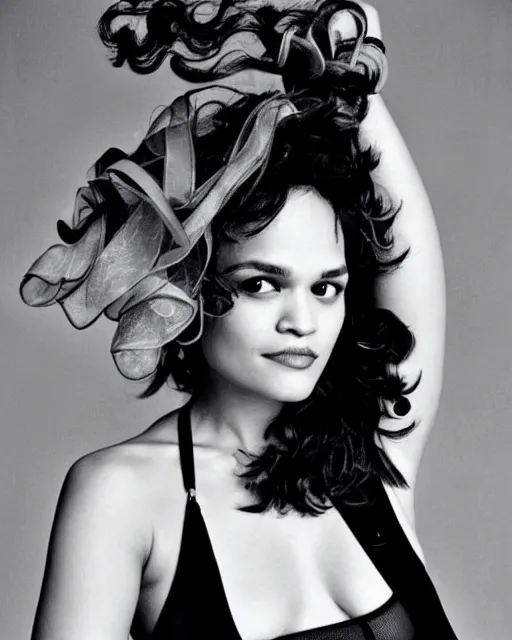 Prompt: a beautiful professional photograph of norah jones as beautiful by herb ritts, arthur elgort and ellen von unwerth for vogue magazine, unusually attractive, fashion model looking at the camera in a flirtatious way, zeiss 8 0 mm f 2. 8 lens