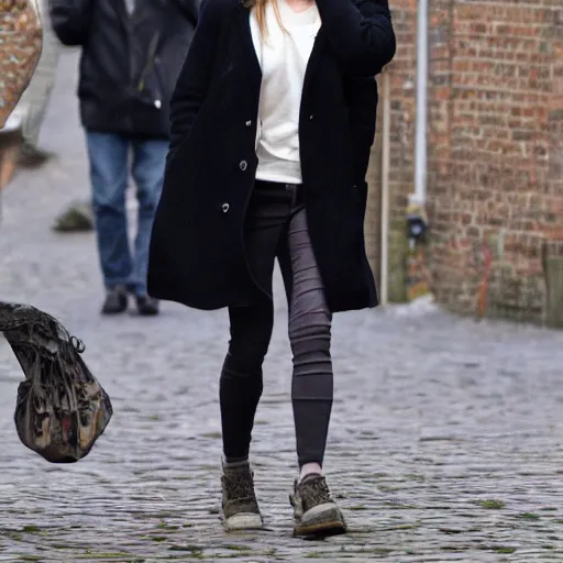 Prompt: emma watson walking in bruges