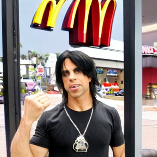 Image similar to criss angel mindfreak levitating over mcdonalds