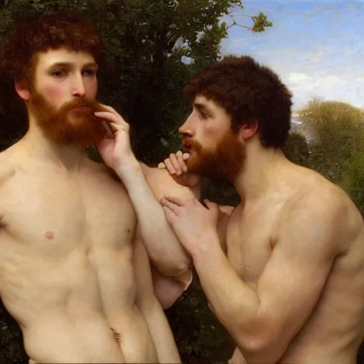 Image similar to pre - raphaelite athletic males wearing headset by bouguereau