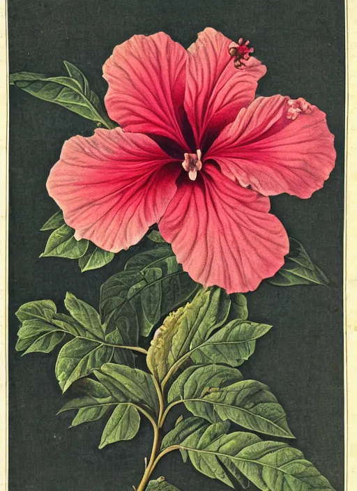 Prompt: hibiscus syriacus, the botanical magazine 1 7 9 0, textless