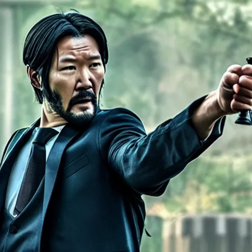 Prompt: movie still of Son Heung-Min as john wick, action shot,-n 7