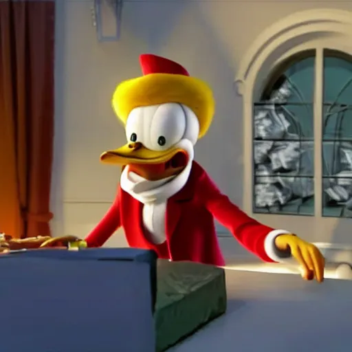 Prompt: hyperrealistic cgi Scrooge McDuck from Ducktales live-action movie still 8k hdr amazing lighting