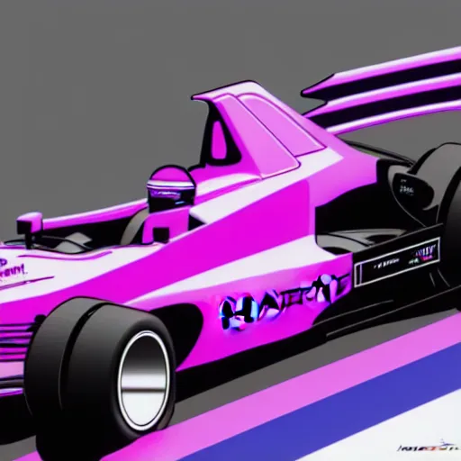 Image similar to detailed photo of a synthwave formula one car, 8 k.