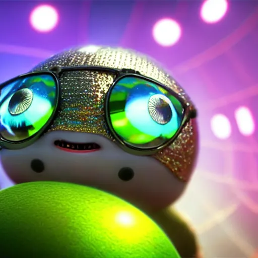 Prompt: a closeup photorealistic illustration of flick from a bug's life dancing below a disco ball to dubstep music in the style of cartoon. bright scene. fine detail. this 4 k hd image is trending on artstation, featured on behance, well - rendered, extra crisp, features intricate detail, epic composition and the style of unreal engine.