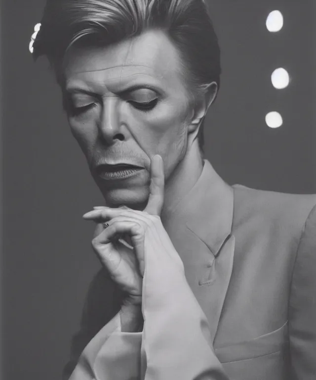Image similar to a color photograph of david bowie, by carrie mae weems, intense, bold, exaggerated, overblown, hyperrealistic, ultra sharp, extra details, ultra high quality, trending on pinteresst