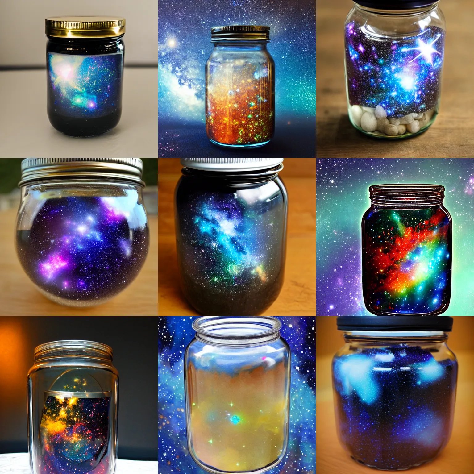 Prompt: galaxy in a glass jar