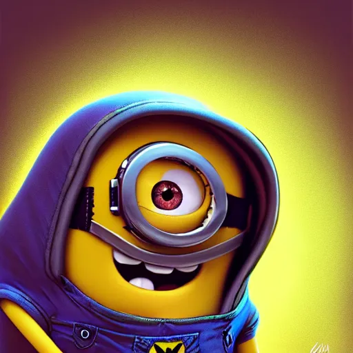 Image similar to An epic drawing of a Despicable Me Minion, artstation, digital painting, concept art, epic, illustration