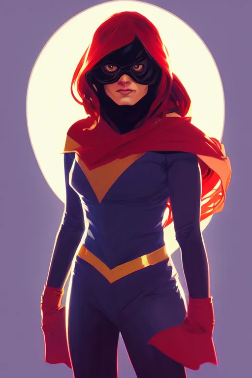 Image similar to a portrait of ms. marvel, fantasy, sharp focus, intricate, elegant, digital painting, artstation, matte, highly detailed, concept art, illustration, ambient lighting, art by ilya kuvshinov, artgerm, alphonse mucha, and greg rutkowski