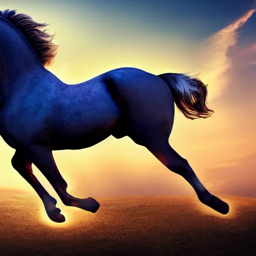 Image similar to horse rider, horse is an unicorn, rider has obama face, movie, film 4 k, 8 k, digital render
