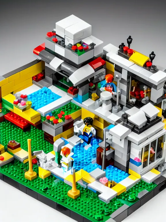 Prompt: miniature isometric lego diorama of epic yogurt factory