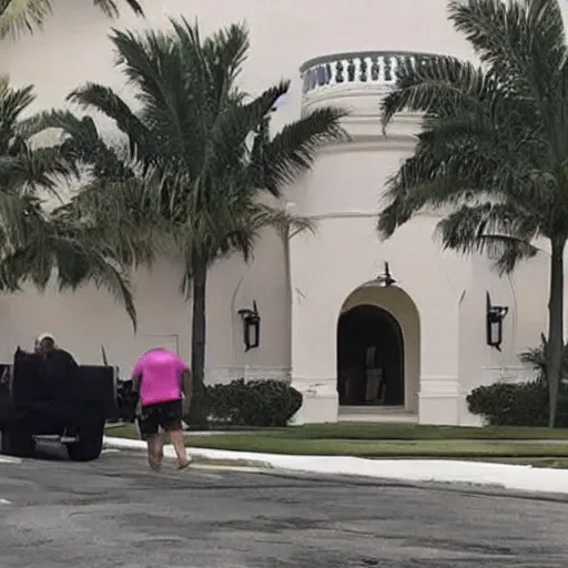 Prompt: FBI raiding mar-a-lago, walking inside luxurious rooms, looking for proofs