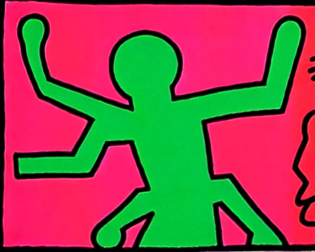 Image similar to lady diana, artwork by keith haring