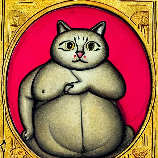 Image similar to a portrait of a fat cat, christian iconography