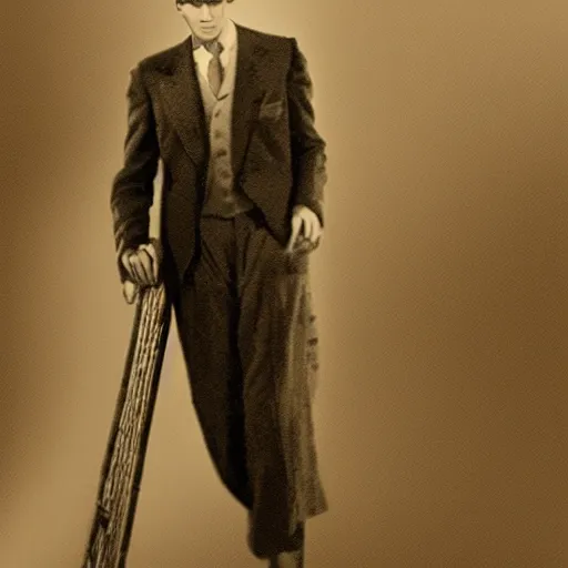 Image similar to A photograph portrait of Jerma985 wearing a suit with and fedora in the 1940s, taken in the early 1940s, grainy, taken on a 940s Kodak Camera, realistic, hyperrealistic, very realistic, highly detailed, very detailed, extremely detailed, detailed, digital art, trending on artstation