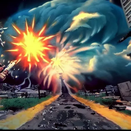 Image similar to cinematic nuclear anime explosion