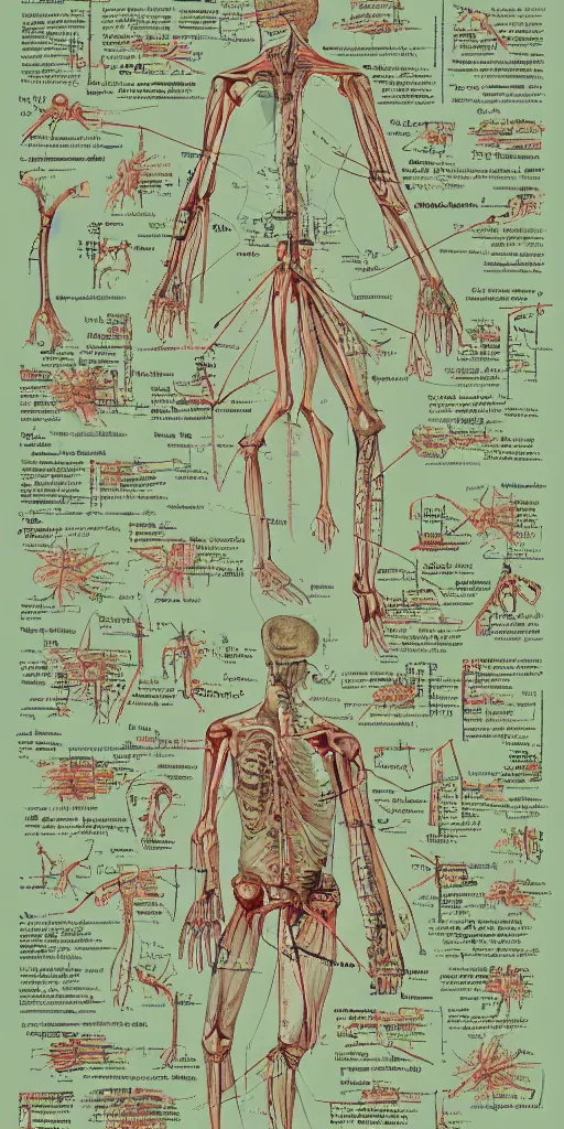 Image similar to anatomy of the borg, diagrams, map, marginalia, sketchbook, old script, inhabited initials, pastel infographic by Wes Anderson and victo ngai