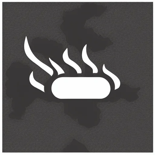 Prompt: flat pictogram of aggressive flames coming out the top, black and white