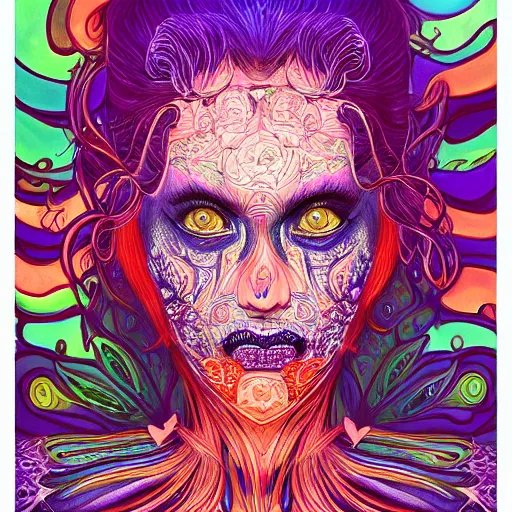 Image similar to an extremely psychedelic portrait of hocus pocus, surreal, lsd, face, detailed, intricate, elegant, lithe, highly detailed, digital painting, artstation, concept art, smooth, sharp focus, illustration, art