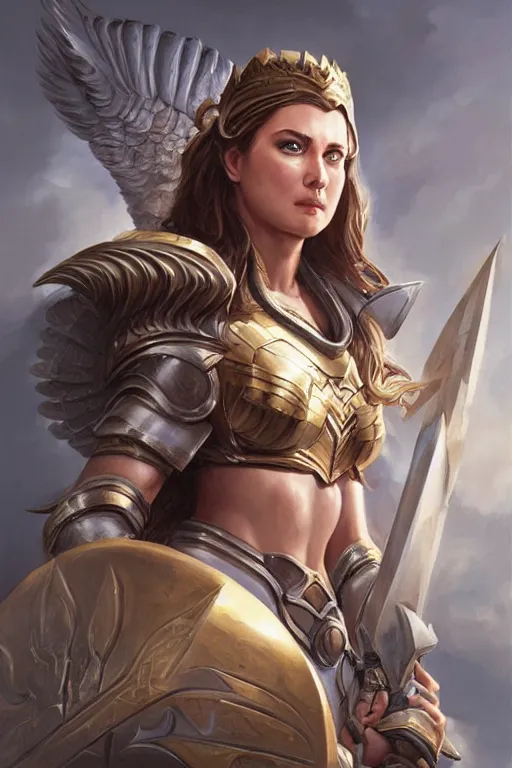 Image similar to amazon valkyrie athena, d & d, fantasy, portrait, highly detailed, headshot, digital painting, trending on artstation, concept art, sharp focus, illustration, art by artgerm and greg rutkowski and magali villeneuve