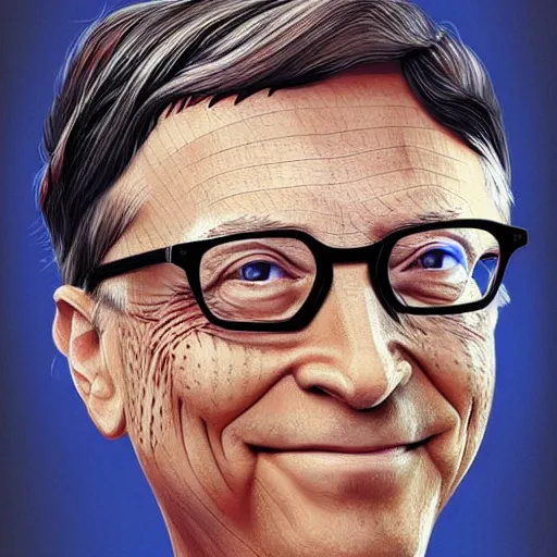 Image similar to Bill gates wearing a kimono, drawn in the style of Konstantin Razumov, Stanley Artgerm Lau and Rossdraws, extremely detailed, fractal frame