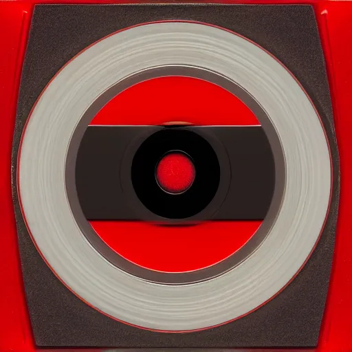 Image similar to close photograph of a cd cover with a small red rectangle on its side