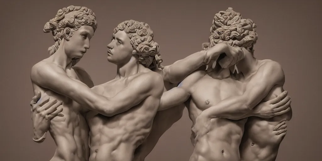 Prompt: greek sculpture of intertwined bodies by james jean, redshift, octane