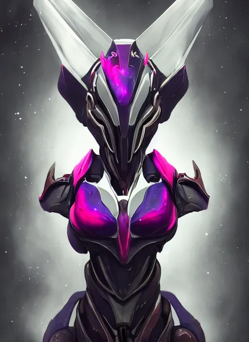 Image similar to cinematic bust shot, cosmic beautiful stunning giant robot mecha hot female dragon goddess, sharp spines, sharp metal ears, smooth purple eyes, smooth fuschia skin, elegant smooth silver armor, nebula size, epic proportions, epic scale, macro furry, furry art, dragon art, goddess art, giantess art, warframe, warframe fanart, furaffinity, octane