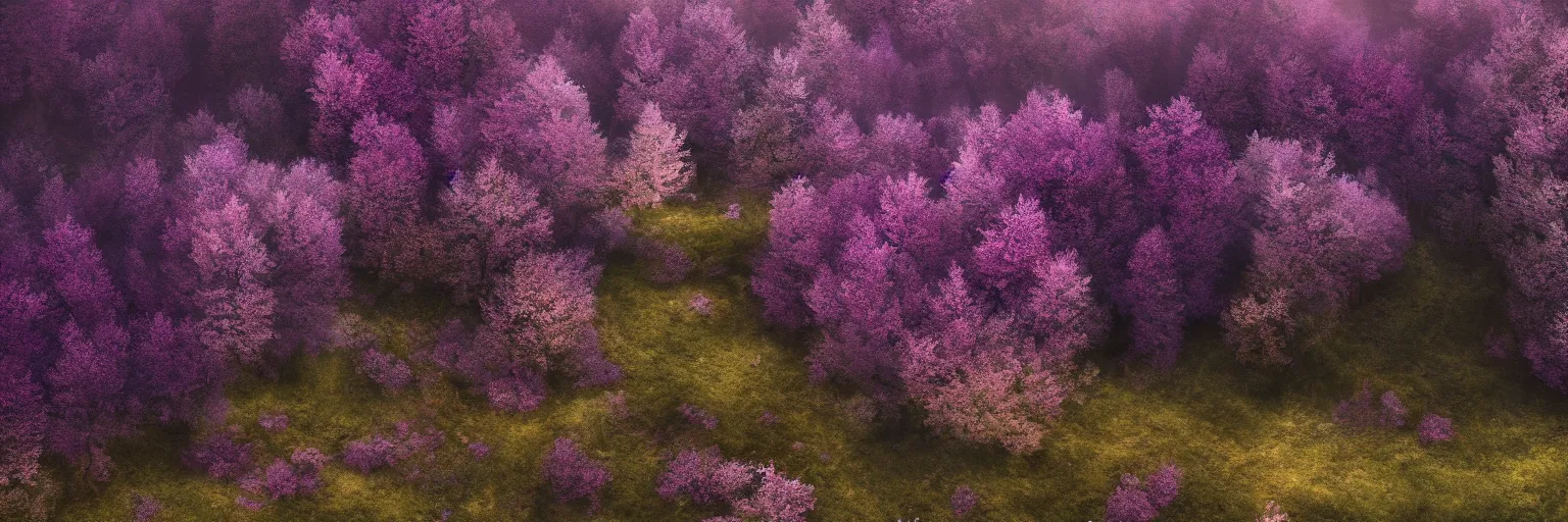 Prompt: michal karcz photo of a beautiful landscape. , purple trees, detailed, elegant, intricate, 4k,