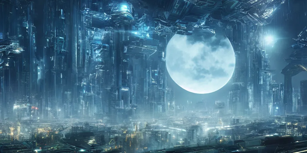 Prompt: human futuristic city, highly detailed, epic, si - fi, green, two moon on the sky, 8 k, sharp focus,