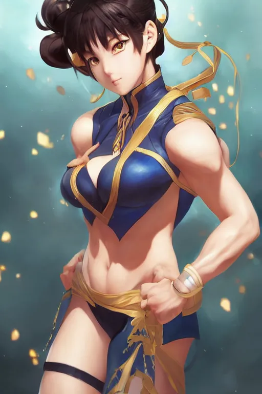 Image similar to A beautiful anime portrait of Chun LI , by Stanley Artgerm Lau, WLOP, Rossdraws, James Jean, Andrei Riabovitchev, Marc Simonetti, and Sakimichan, tranding on artstation