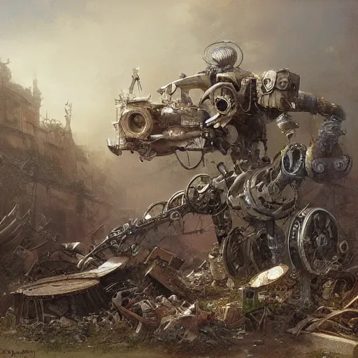 Image similar to Jean-Baptiste Monge, Jean-Baptiste Monge, Jean-Baptiste Monge, Jean-Baptiste Monge, Jean-Baptiste Monge, Jean-Baptiste Monge artwork of a cluttered robot junkyard