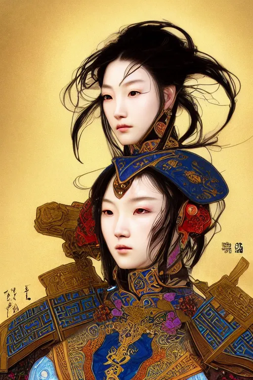 Prompt: beautiful and luxury and holy and elite and colorlpunk young three kingdom chinese female armor knight portrait +shinnyy eyes+front face with light flowing hair, ultradetail face, art and illustration by tian zi and craig mullins and WLOP and alphonse mucha, fantasy, intricate complexity, human structure, human anatomy, fantasy character concept, watermark, blurry, hyperrealism 8k