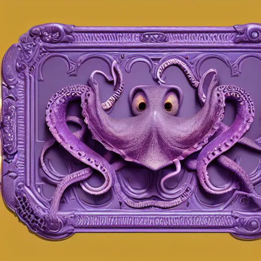 Prompt: close - up lilac envelope closed with wax seal with octopus crest, intricate hyper detailed ultra sharp, sharp focus, global illumination, painting, museum, masterpiece, vermeer, radiant light, alexandre ferra, irakli nadar, octane render, unreal engine, 4 k, ultra hd,