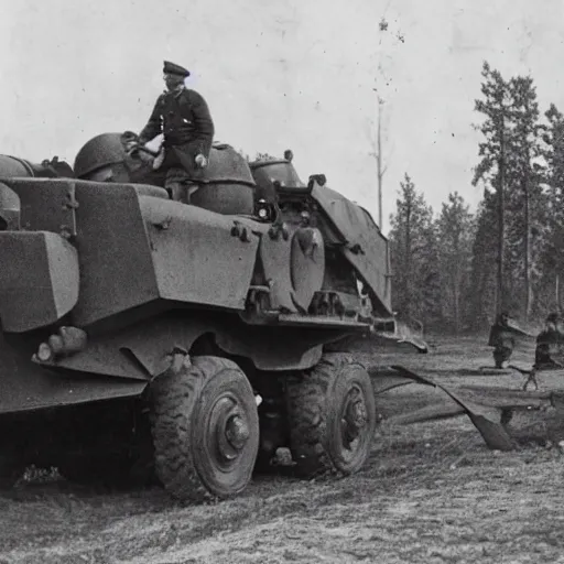 Image similar to a picture of a enormous bear pulling a towed artillery piece behind him, towed artillery piece is tied to the enormous bear, eastern front, historical picture