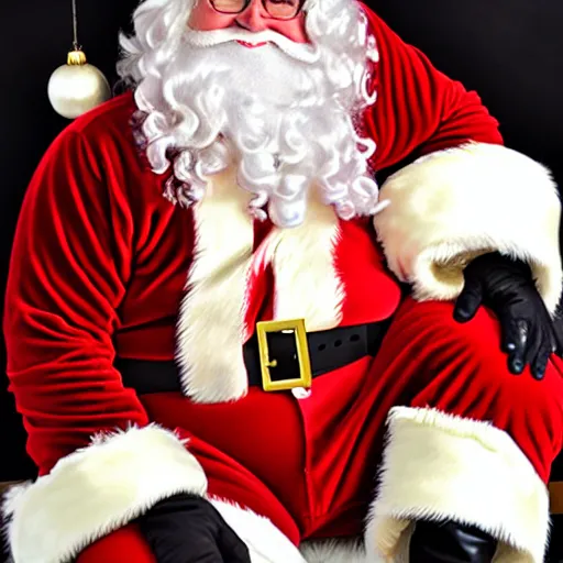 Image similar to lizzo sitting on santas lap