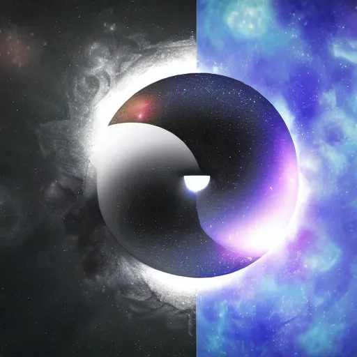 Image similar to a YinYang symbol as a galaxy, mystical, magical, unreal engine, render, realistic, 4k,