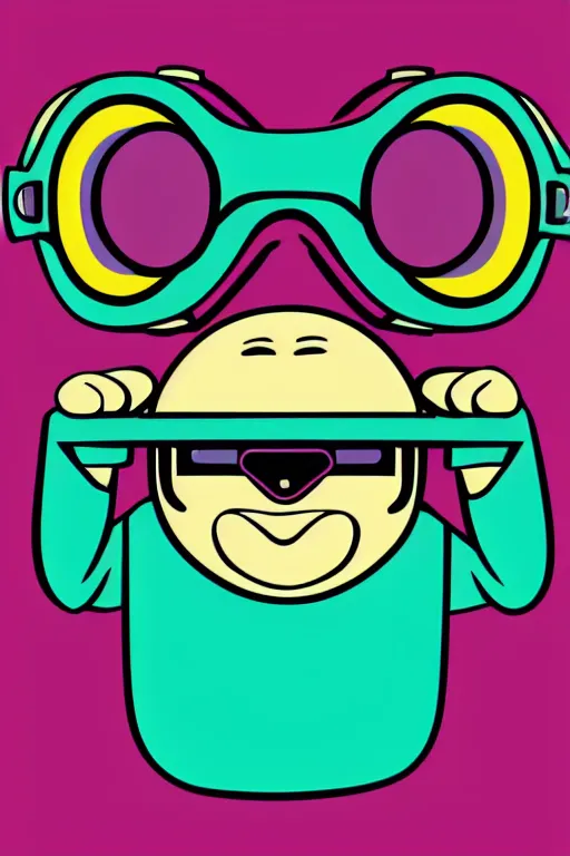 Prompt: Pop art of a monkey wearing virtual reality glasses, color, high resolution, vector art