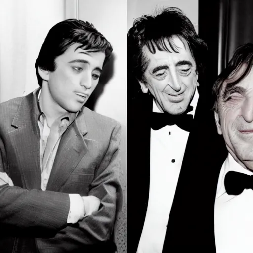 Prompt: young robert deniro with young al pacino and young jack nicholson